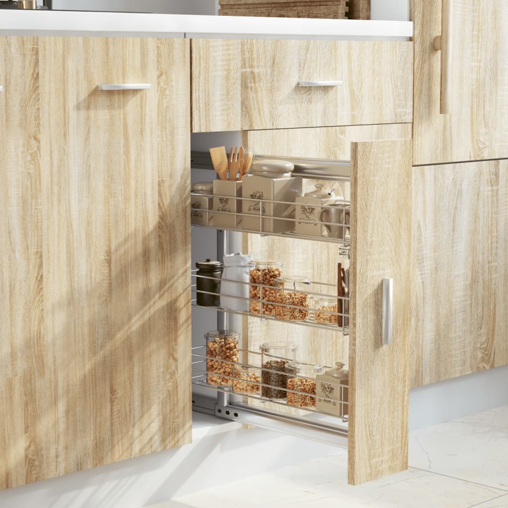 Draadmand Keuken Uittrekbaar 3-Laags Zilverkleurig