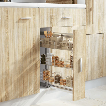 Draadmand Keuken Uittrekbaar 3-Laags Zilverkleurig