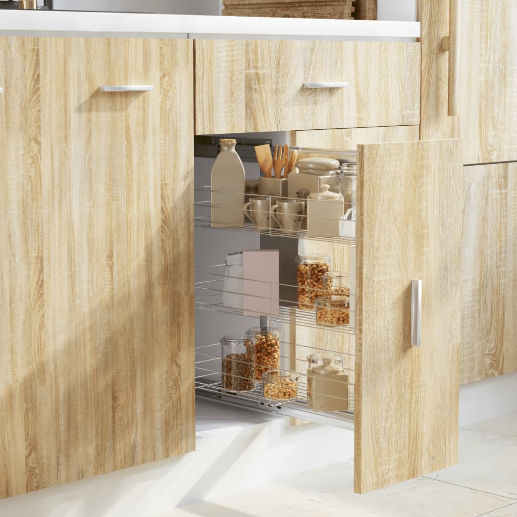 Draadmand Keuken Uittrekbaar 3-Laags Zilverkleurig