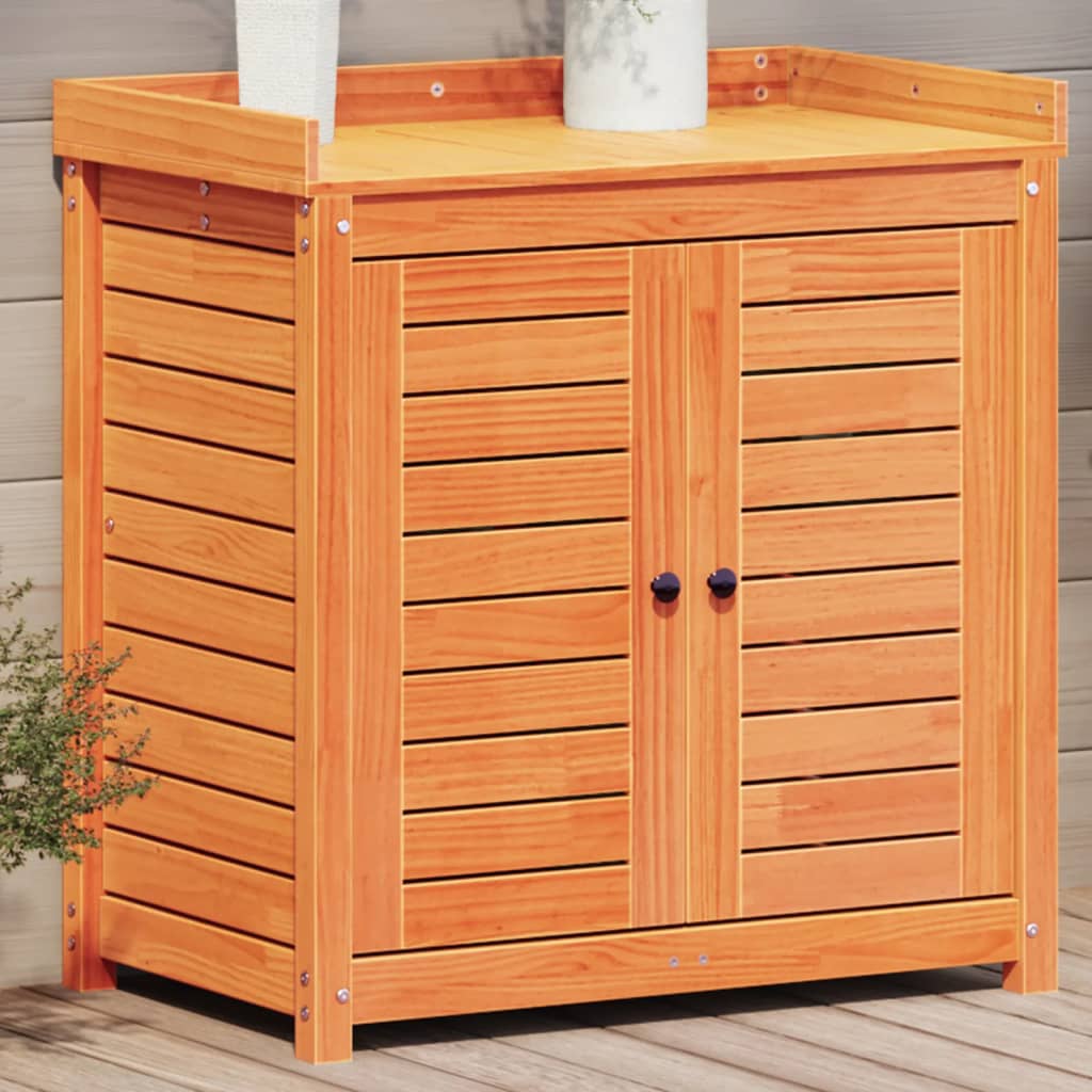 Oppottafel Met Schappen 82,5X50X86,5 Cm Massief Grenenhout