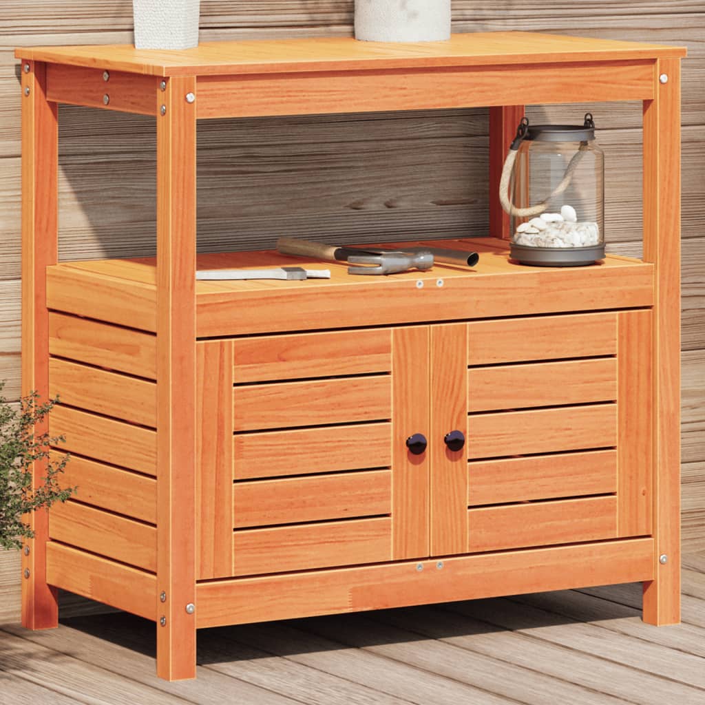 Oppottafel Met Schappen 82,5X45X81 Cm Massief Douglashout