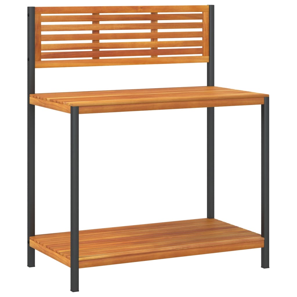 Tuinwerktafel 90X50X110 Cm Massief Acaciahout En Staal Crème