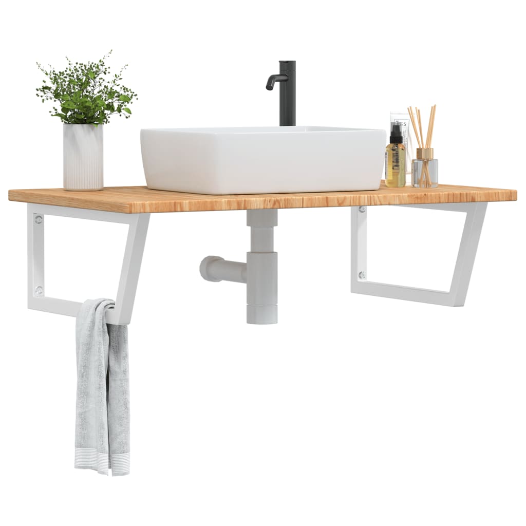 Badkamer Wandschap Staal En Massief Eikenhout